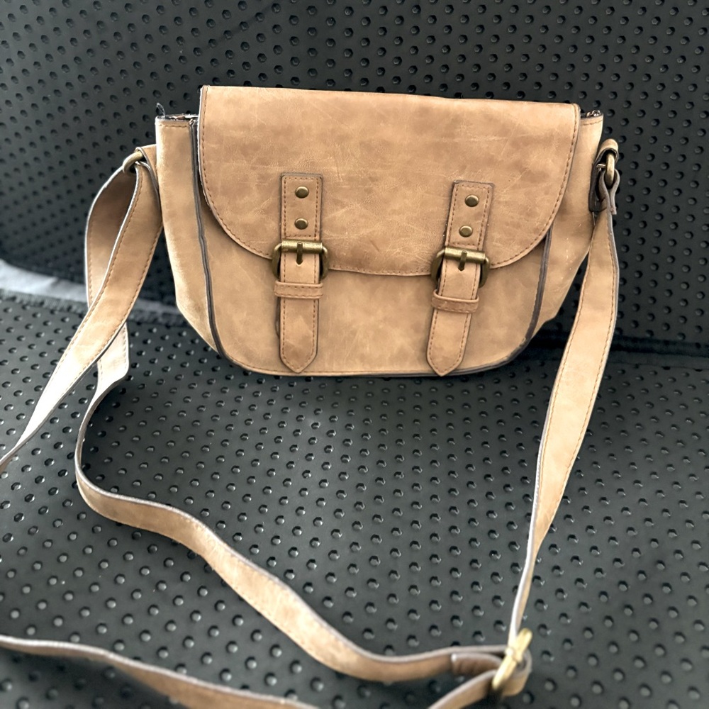 American Eagle Outfitters Tan Crossbody Bag with Buckle Detail